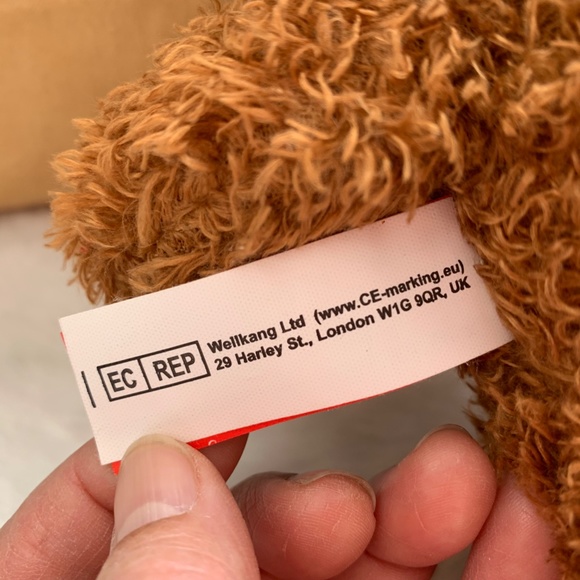 Gitzy 2017 Brown Teddy Bear Plush Blue & Yellow stripe pattern Hat and Scarf 8" - Picture 8 of 12